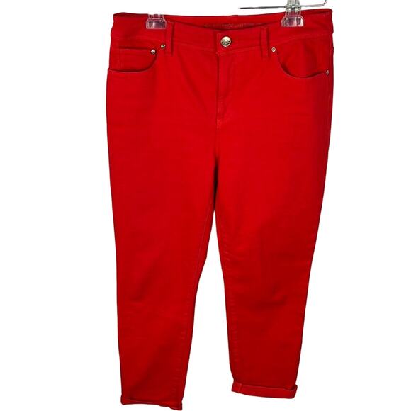 Chico’s So Slimming Cherry Red Denim Jeans Cropped Size 0.5 (US 6) NWOT - Picture 1 of 9